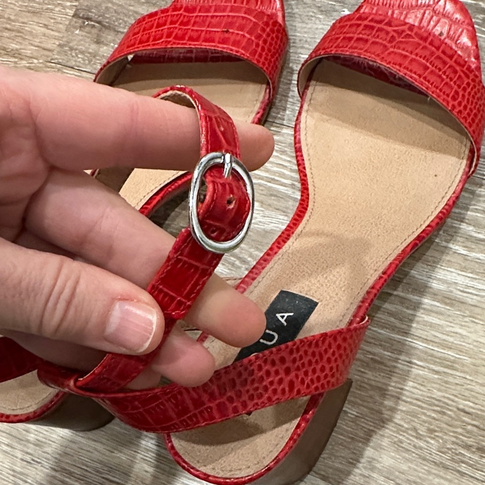 Aqua Red Croc-Patterned Heels - Picture 10 of 14